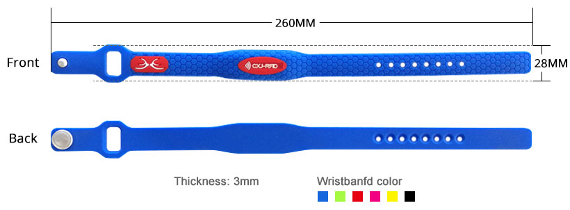 Size of RS-AW033 RFID wristband