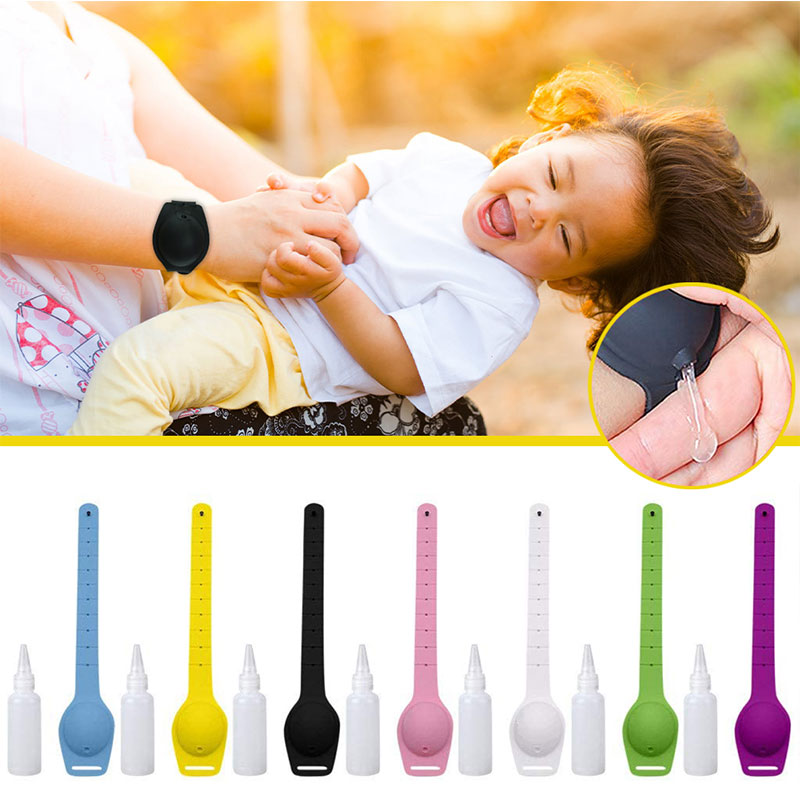 Wearable Silicone Wristband Sanitizer Dispenser with Empty Bottle