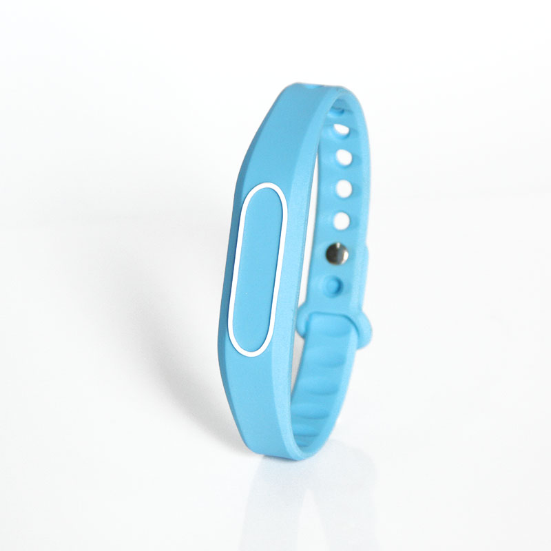 Adjustable Light Blue Silicone HF Wristbands With RFID Chips