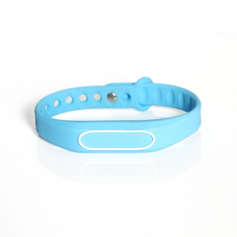 Adjustable Light Blue Silicone HF Wristbands With RFID Chips