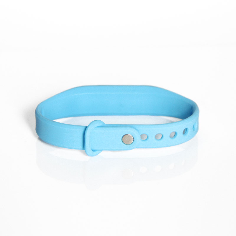 Adjustable Light Blue Silicone HF Wristbands With RFID Chips