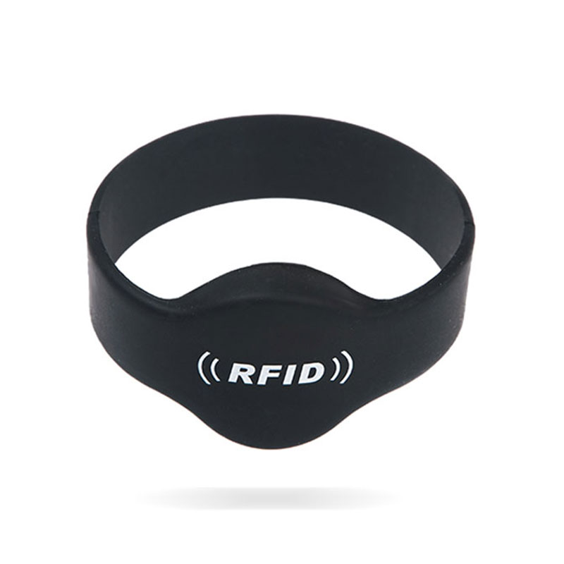 Black RFID Wristbands Waterproof Closed Type Silicone Bracelets