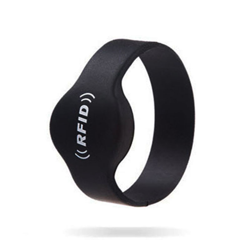 Black RFID Wristbands Waterproof Closed Type Silicone Bracelets