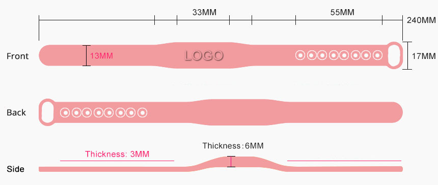 RS-AW010 Silicone RFID Wristbands For Events Size