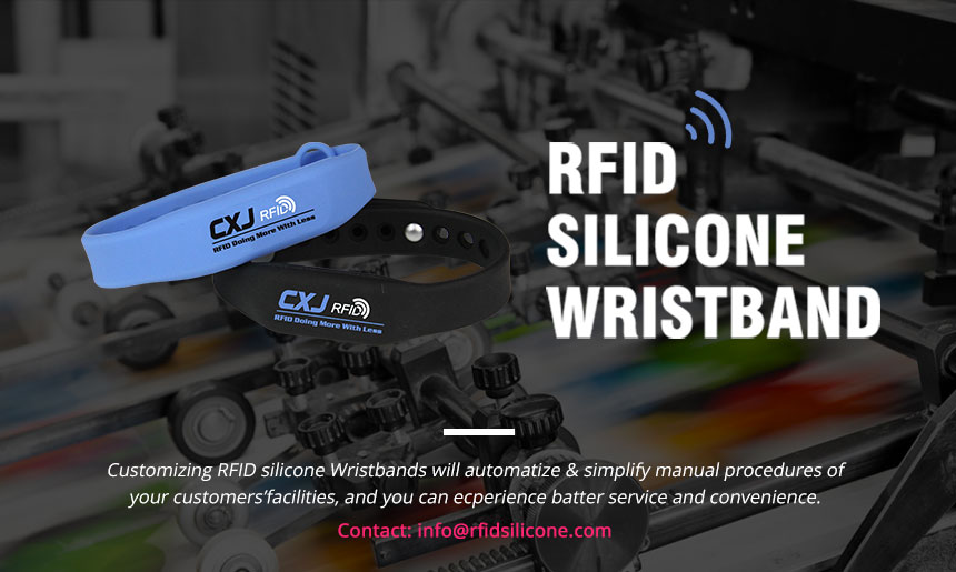 Waterproof Blue & Black RFID Wristband Silicone With Chip