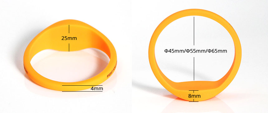 RS-CW009 RFID 125 KHz Silicone Wristband Size