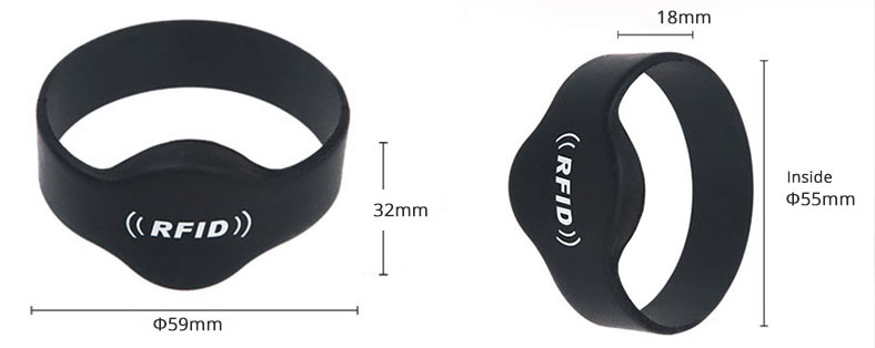 silicone RFID wristbands waterproof Bracelets RS-CW002 Size