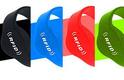 Black blue red and green silicone RFID wristbands