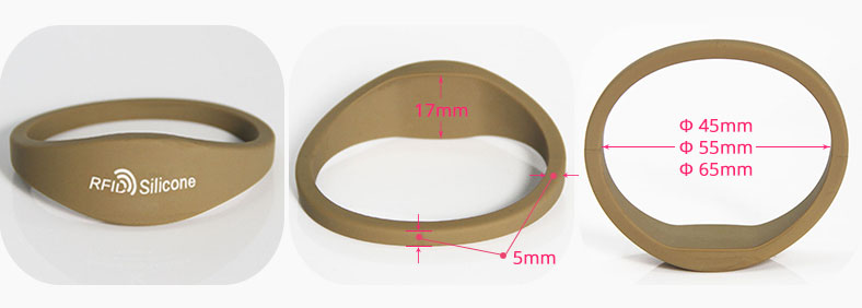 Brown RFID Silicone Wristband Bracelet Size RS-CW004