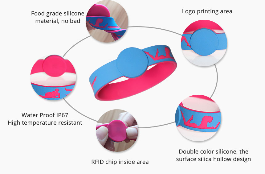 Debossed Logo NFC RFID Festival Wristbands RS-CW026 Details