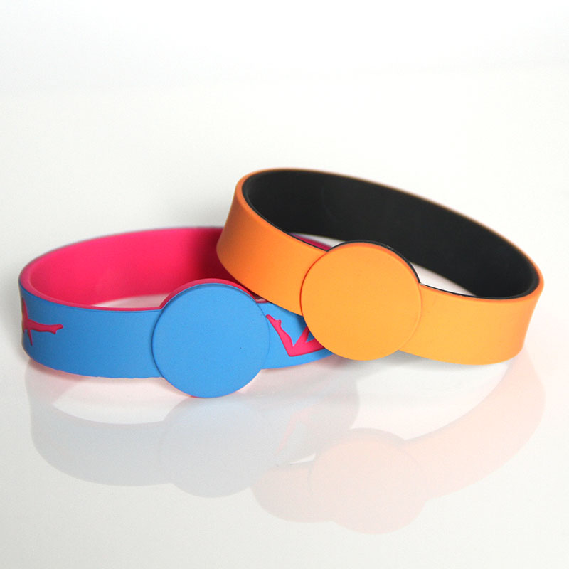 Double-layer Color Silicone RFID Chip Bracelet with Diameter 60mm