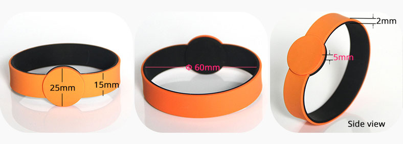Silicone RFID Chip Bracelet RS-CW027 Size with Diameter 60mm