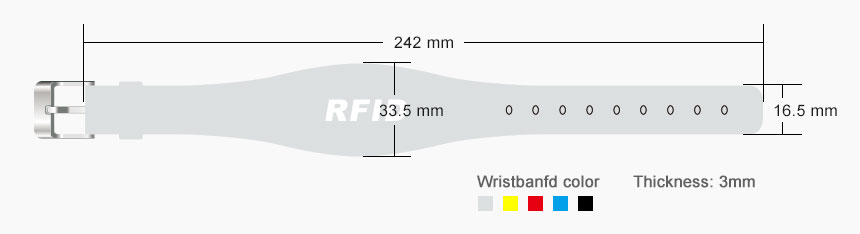 Silicone RFID Chip Wristband RS-AW039 Size