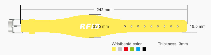 RFID Wristband Waterproof Silicone Bracelets RS-AW040 Size