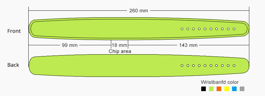 Custom Silicone Long Range RFID Bracelet RS-AW017 Size