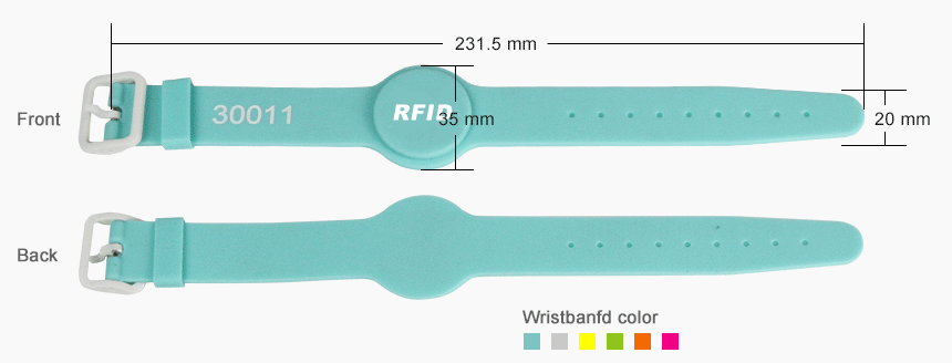 Size of RFID silicone wristband AW035