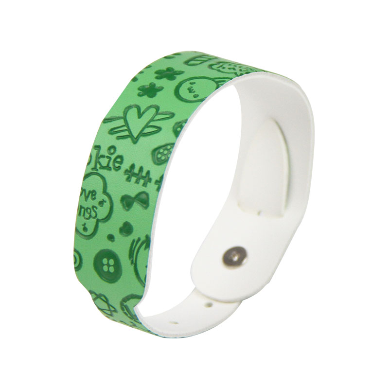 Embossed Printing RFID Leather Bracelet MIFARE® RFID Wristband