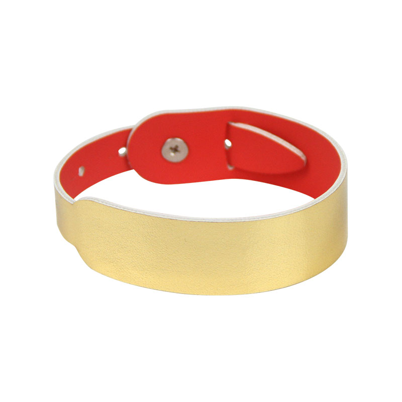 Gold Leather RFID Bracelet Manufacturer Offer Event Wristbands