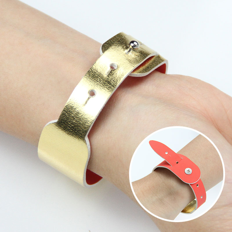 Gold Leather RFID Bracelet Manufacturer Offer Event Wristbands