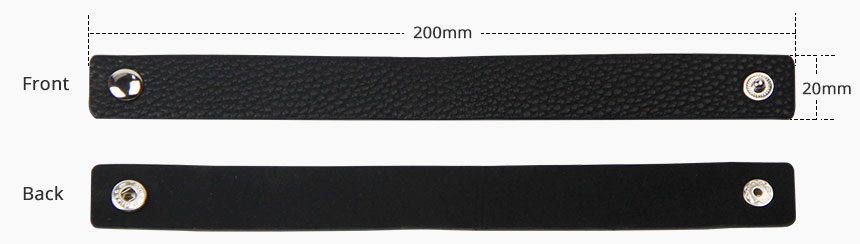 Durable Black RFID NFC Leather Wrap Bracelet RS-LW007 Size