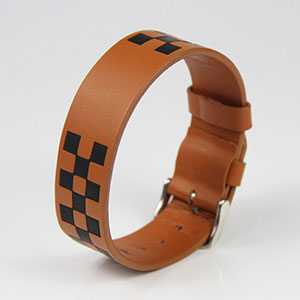 Customized Design Watch Style RFID Men's Brown Leather Bracelet