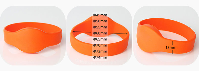 Oval Head LF 125KHz Silicone RFID Wristbands S-CW001 Size