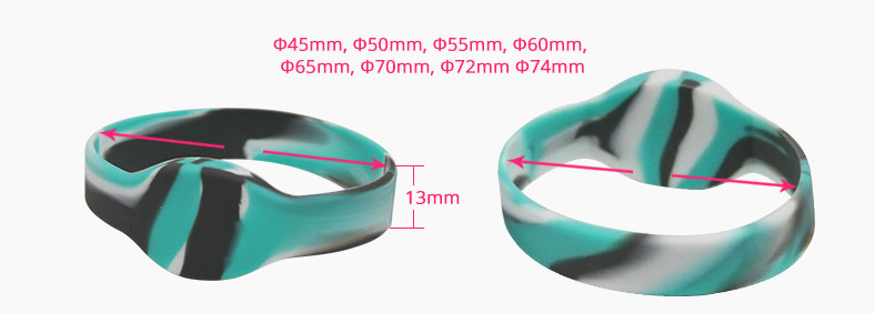 Closed Loop Mixed Color NFC Silicone Wristband RS-CW005 Size