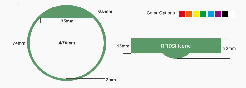 RFID Silicone Tags MIFARE Bracelet RS-CW006 Size