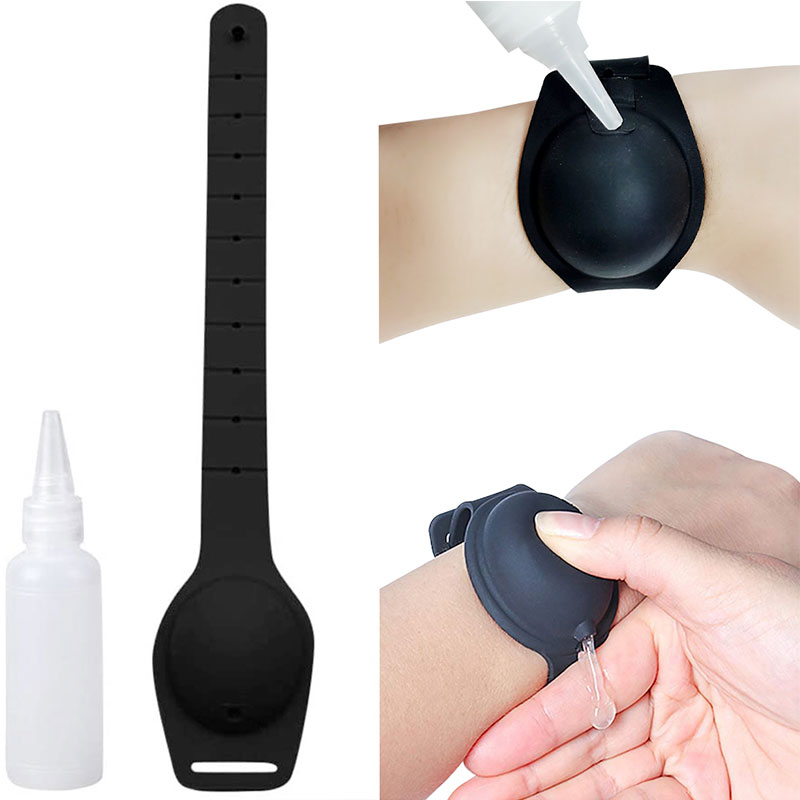 Wearable Silicone Wristband Sanitizer Dispenser with Empty Bottle