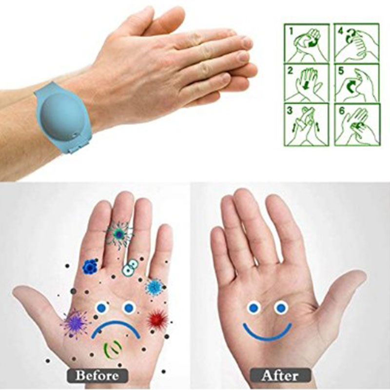 Wearable Silicone Wristband Sanitizer Dispenser with Empty Bottle