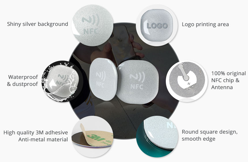 Details of 30mm Anti-Metal 3M NFC Tags in rigid PVC with Tough