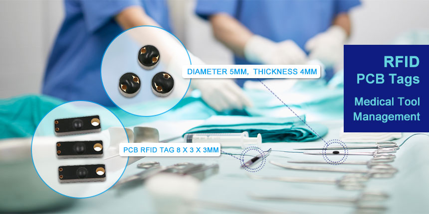 Mini RFID PCB tags for medical tool management