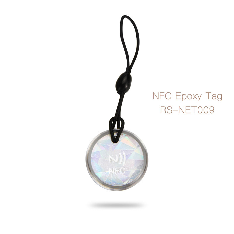 Fully Epoxy 13.56MHz NFC Tag Keychain with Elastic Rope
