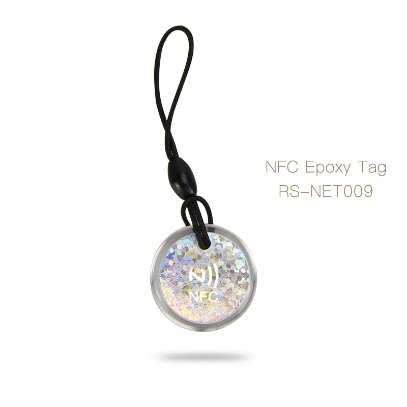 Fully Epoxy 13.56MHz NFC Tag Keychain with Elastic Rope