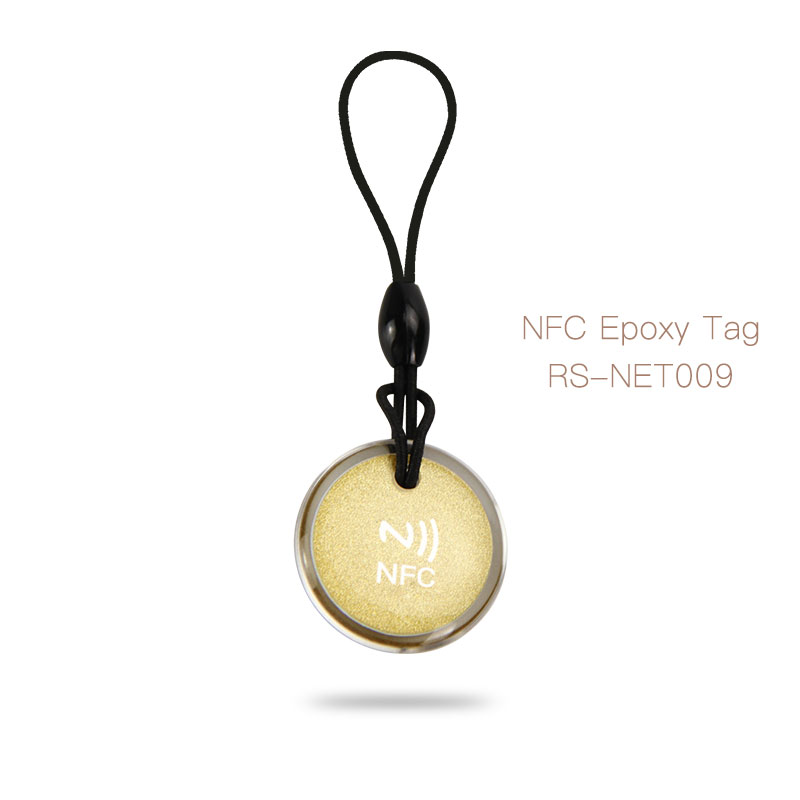 Fully Epoxy 13.56MHz NFC Tag Keychain with Elastic Rope