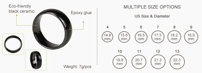 Ceramics NFC ring contactless payment NFC Tag Size