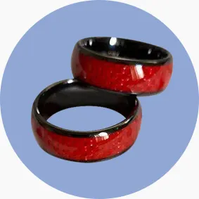 Red NFC RFID Carbon Fiber Finger Rings