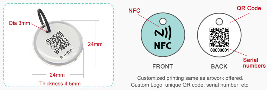 Size of Full Epoxy Pet NFC Tag RS-PT003