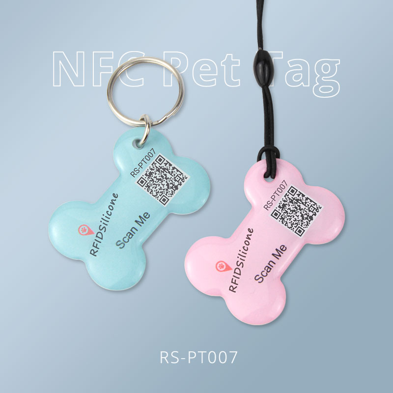 Custom Bone Shaped NFC Pet Tag 13.56MHz Epoxy Tags