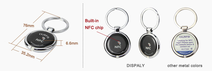 Size of Stainless Steel Edge NTAG216 Pet Tag NFC Epoxy Tags - RFIDSilicone