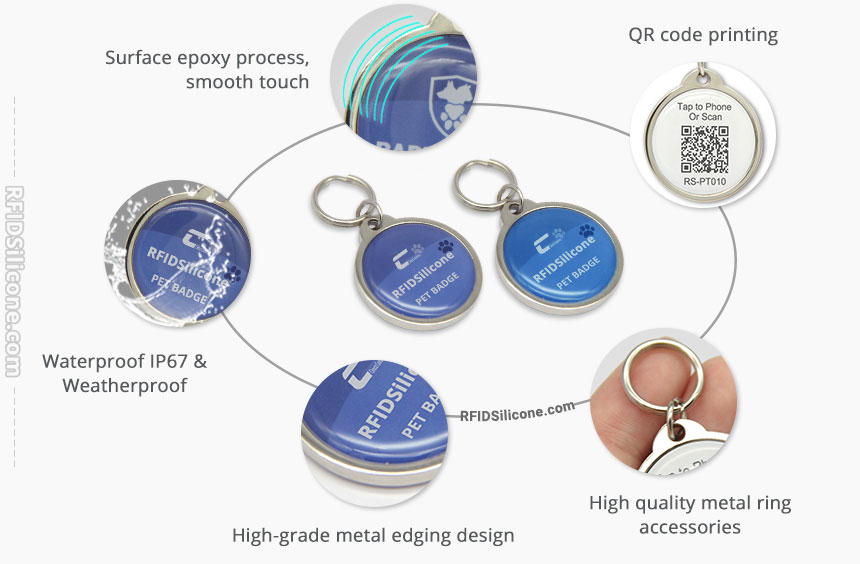 Details of Metal Edge NFC Smart Dog Tag QR Code Tag RS-PT010