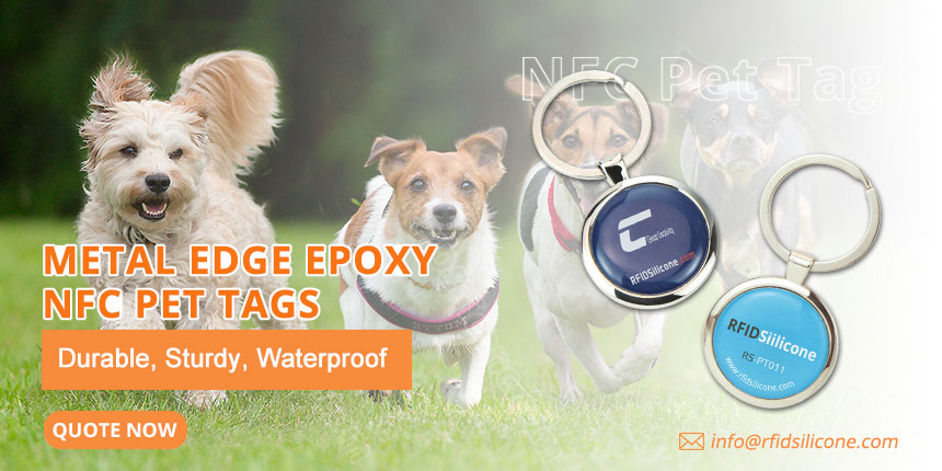 Customized Metal Edge RFID Dog Tag Anti-lost NFC Pet Tags - RFIDSilicone