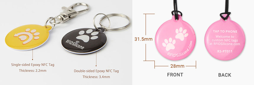 Size of Double Sided Epoxy Glue NFC Pet ID Tags RS-PT013