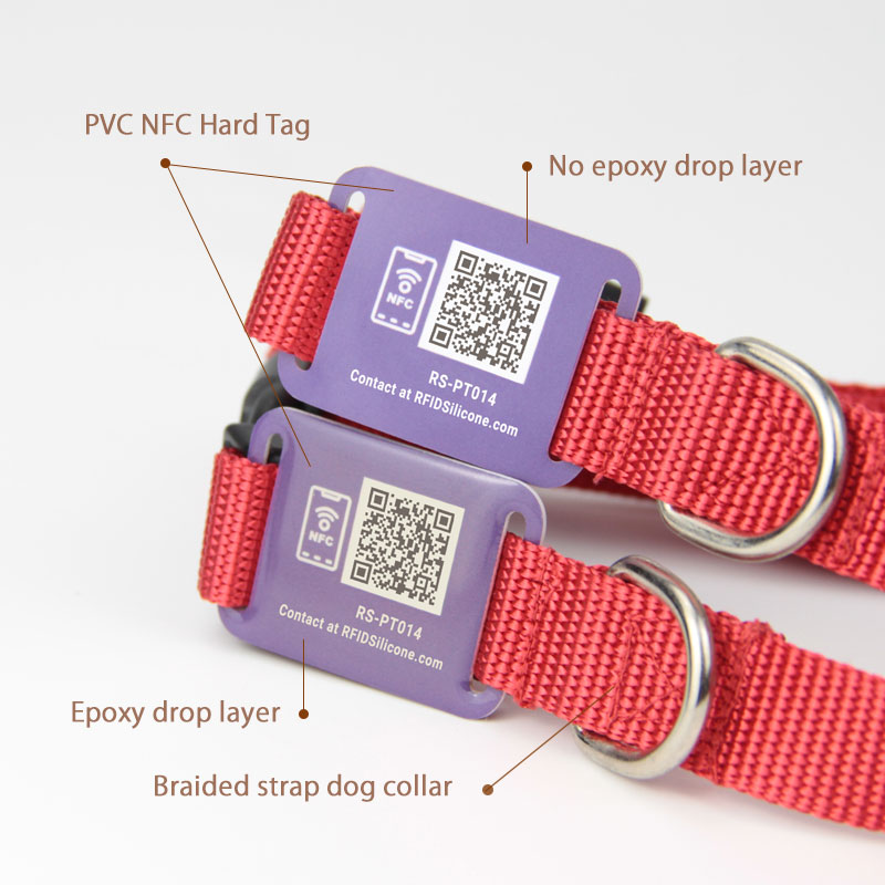 Custom Sewn In Dog Collar Epoxy NFC & QR Code Pet Tag
