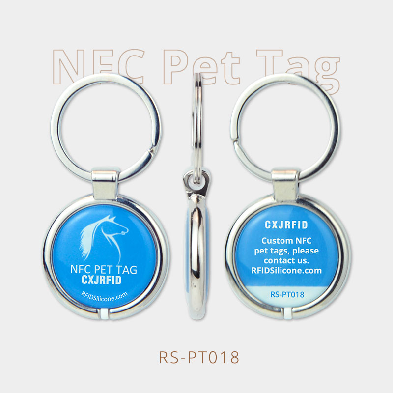 Metal Border Epoxy RFID NFC Tag Scannable Pet ID Tag