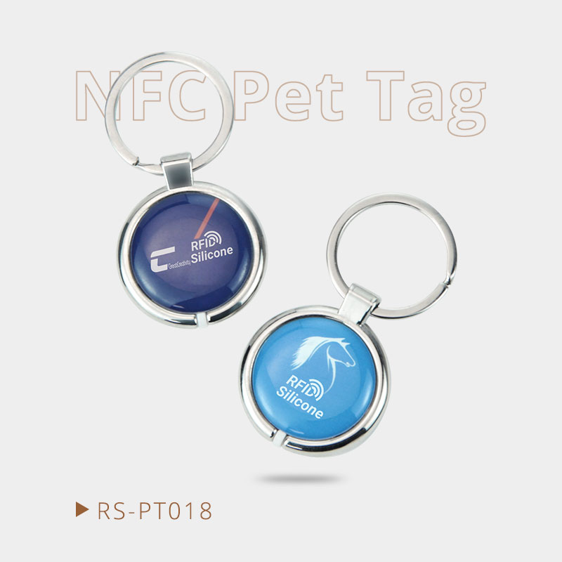 Metal Border Epoxy RFID NFC Tag Scannable Pet ID Tag