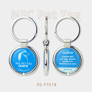 Metal Border Epoxy RFID NFC Tag Scannable Pet ID Tag