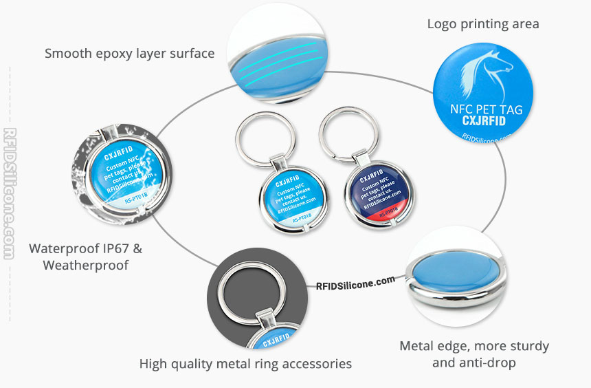 Details of Customized Metal Border Epoxy RFID NFC Dog Tags RS-PT018