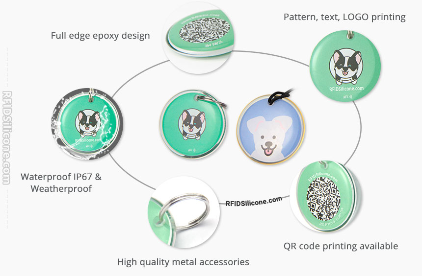 Details of Full Epoxy Diameter 34mm Anti-lost NFC & QR Code Dog Tag RS-PT019