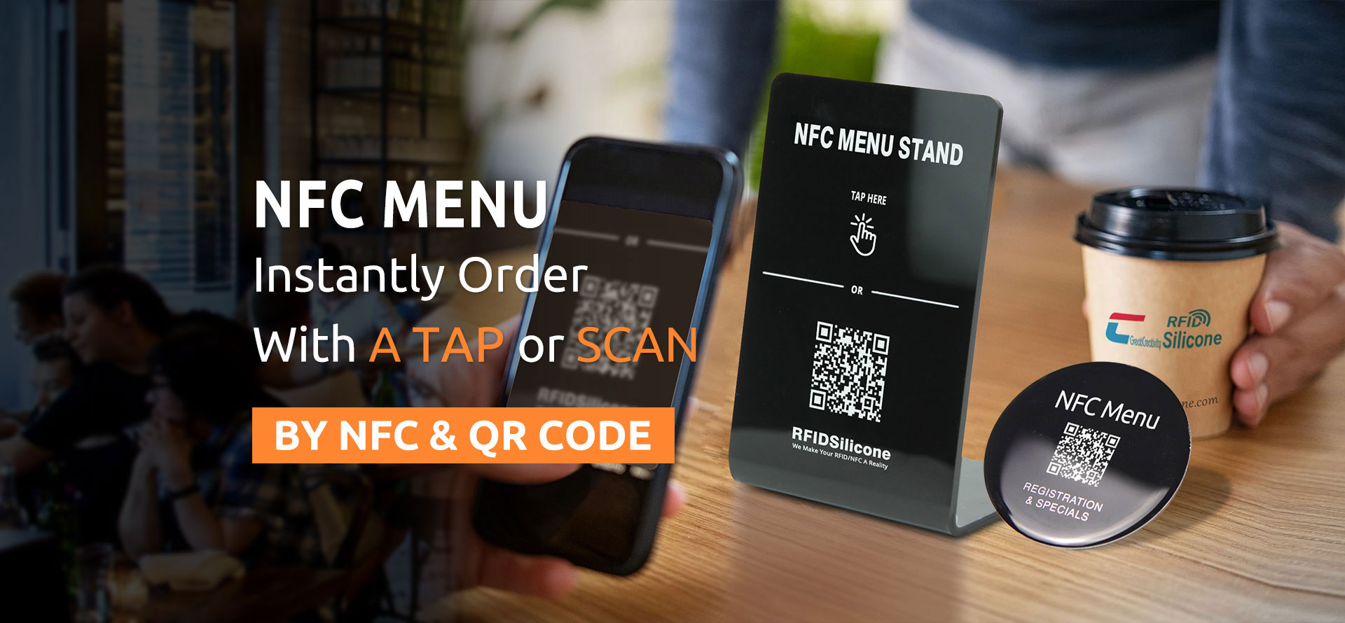 Custom NFC Menu Tags QR Code NFC Display Stand